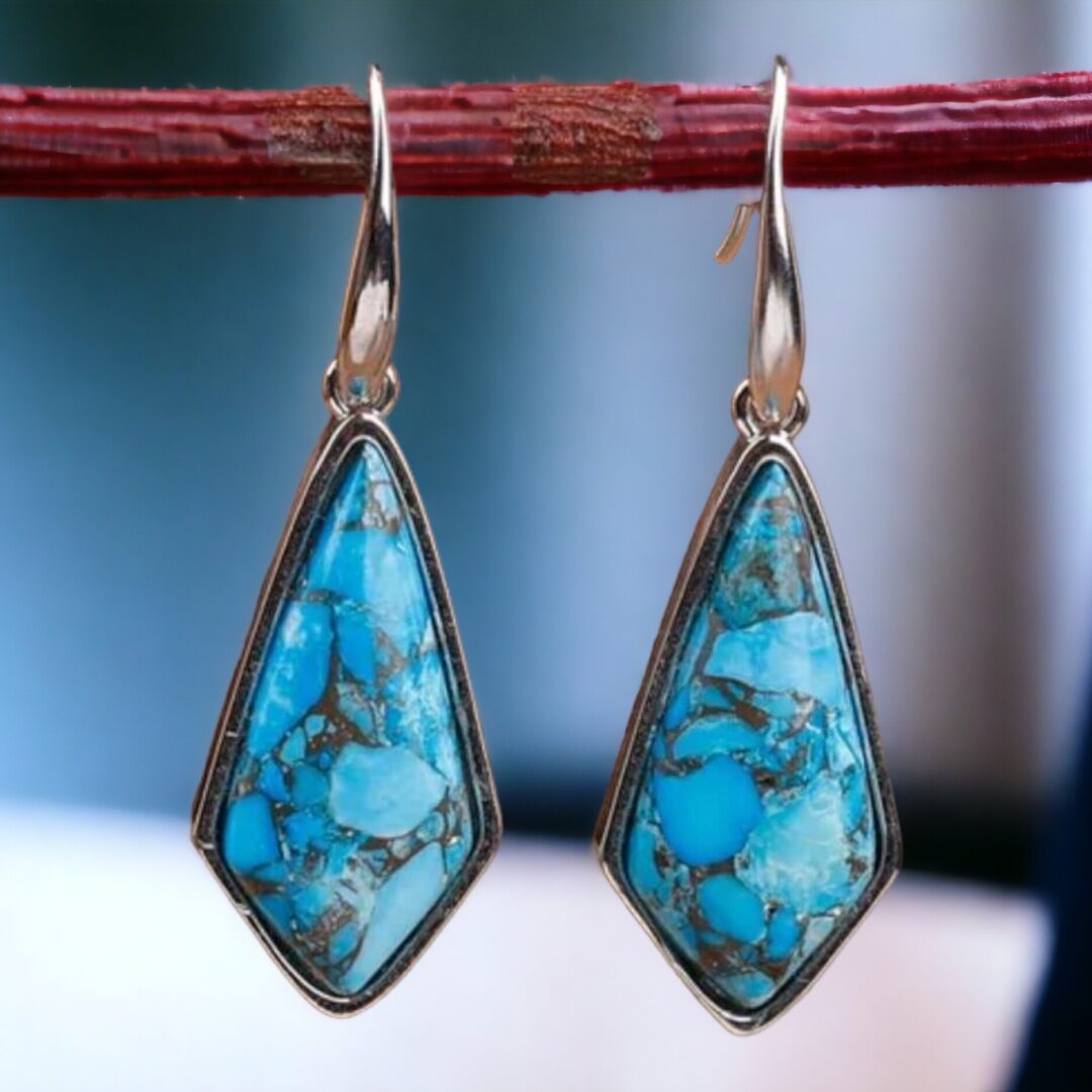 ariastop Turquoise Filled Delicate Gold Earring