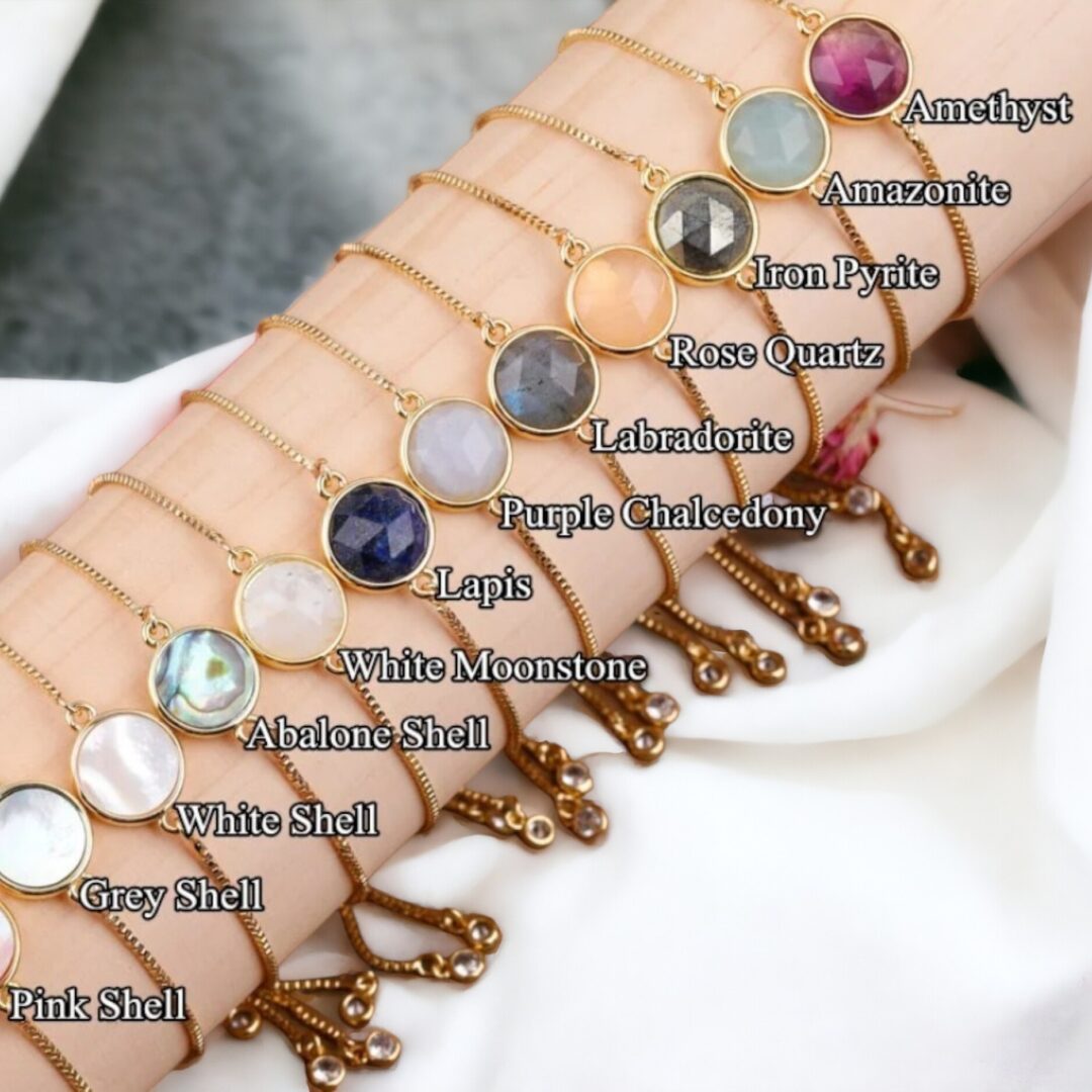 ariastop Gemstone Natural Bead Charm Bracelet