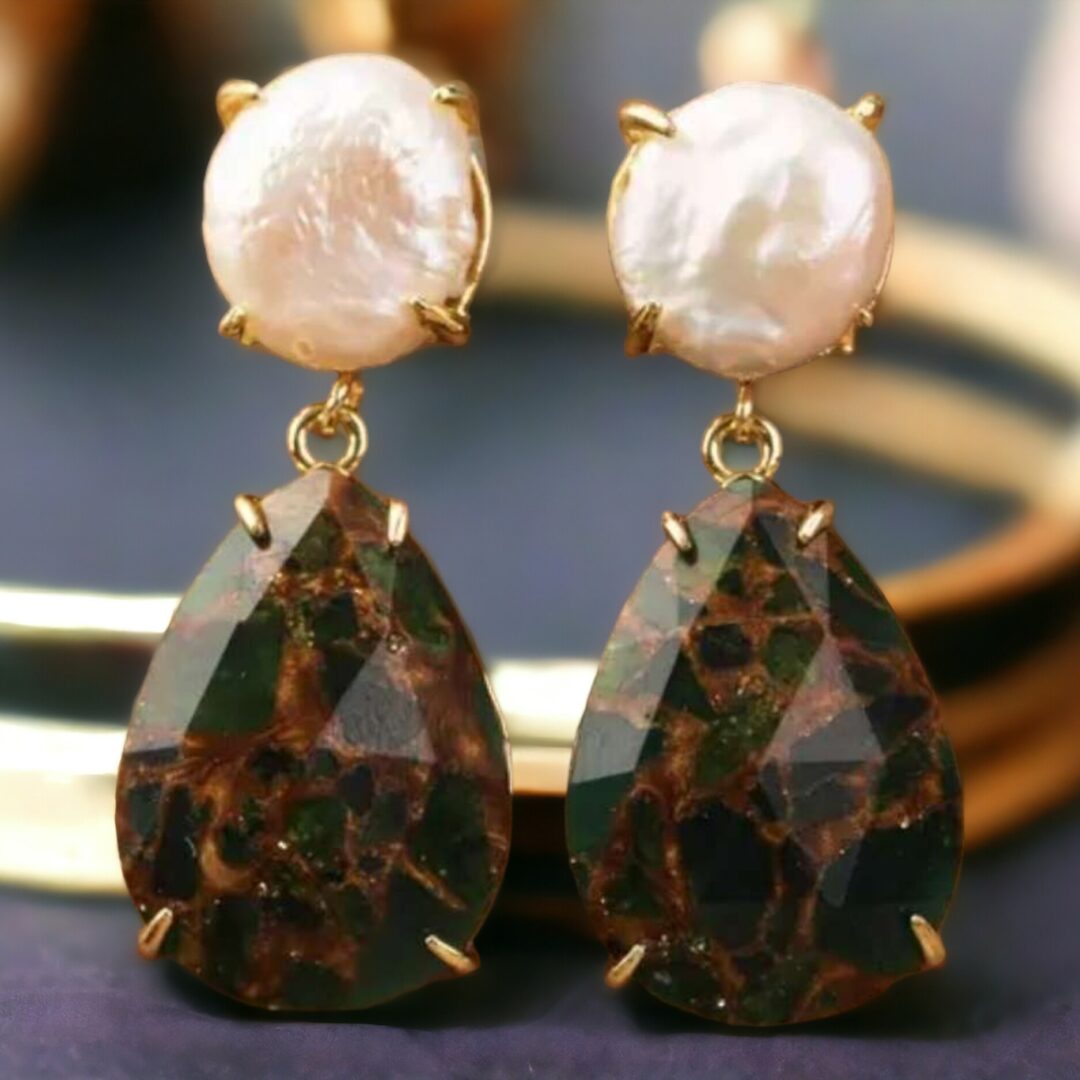 ariastop Gemstone Crystal Teardrop Earrings